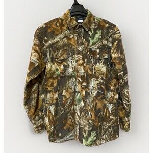 VNTG 90’s Codet Flannel Shirt Men's Large Brown Green Camo Chamois Made In USA